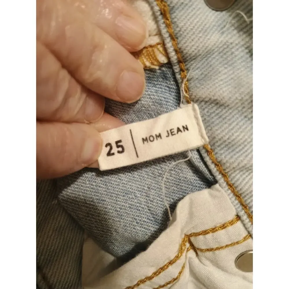 PACSUN Women's Mom Jeans‎ 100% Cotton Patch Color Blocked Mid Rise Size 25
